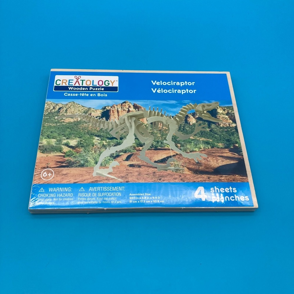 New Sealed Creatology Wooden Puzzle Velociraptor Craft Activity
